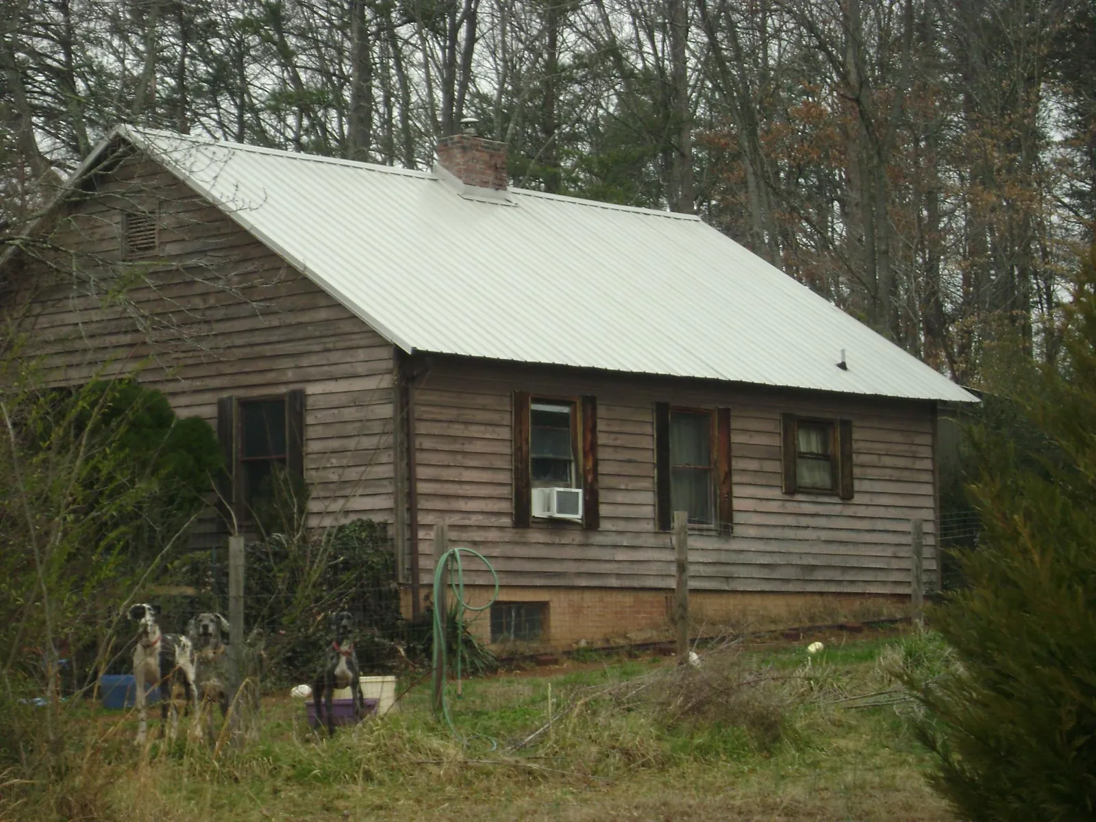 White metal roof on an old wood sided farmhouse, from a Asphalt Shingle Roof Repair job in Stratford